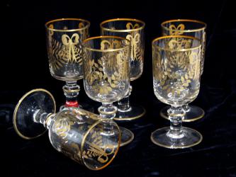 Sechs Jugendstil-Weingläser. England um 1900 