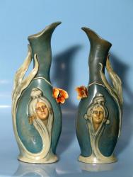 Paar Jugendstilvasen. Eichwald, um 1900 