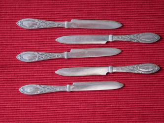 Fünf Jugendstil-Fruchtmesser. Deutsch um 1900 