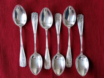 Sechs silberne Tafellöffel. Franz Bahner-Düsseldorf, um 1900 