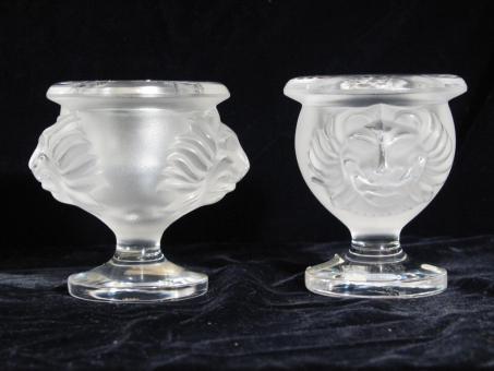 Zwei Kerzenhalter. Lalique, um 1980 