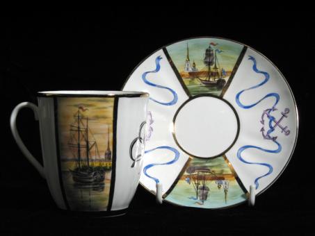 Maritime Souvenirtasse. Um 1920-1950 